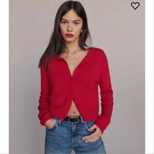NWT Reformation Clara Cashmere Cardigan Sweater Cherry L